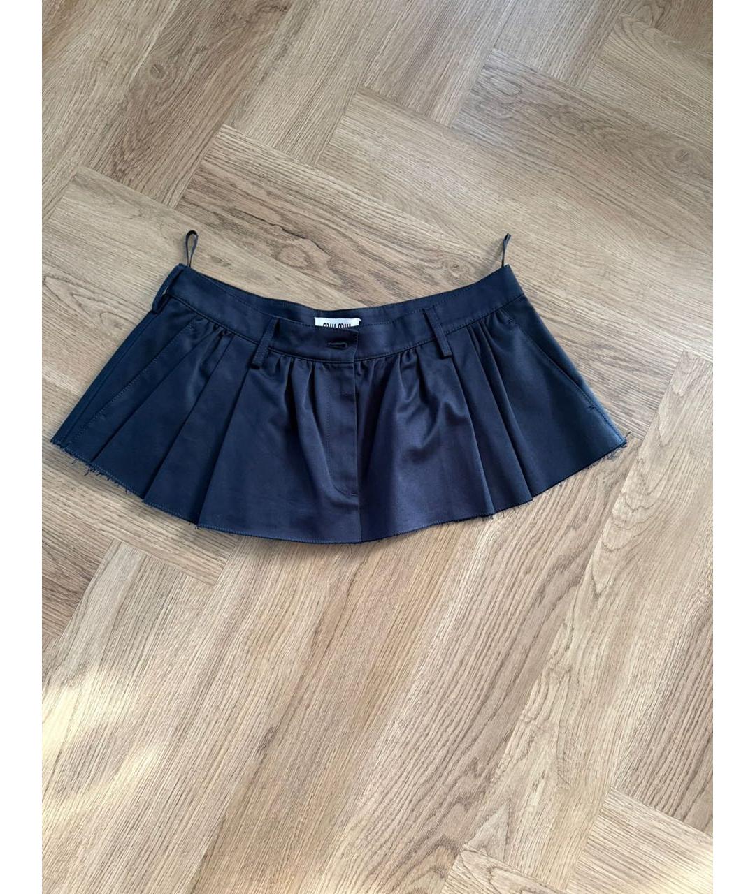 MIU MIU Темно-синяя хлопковая юбка мини, фото 8