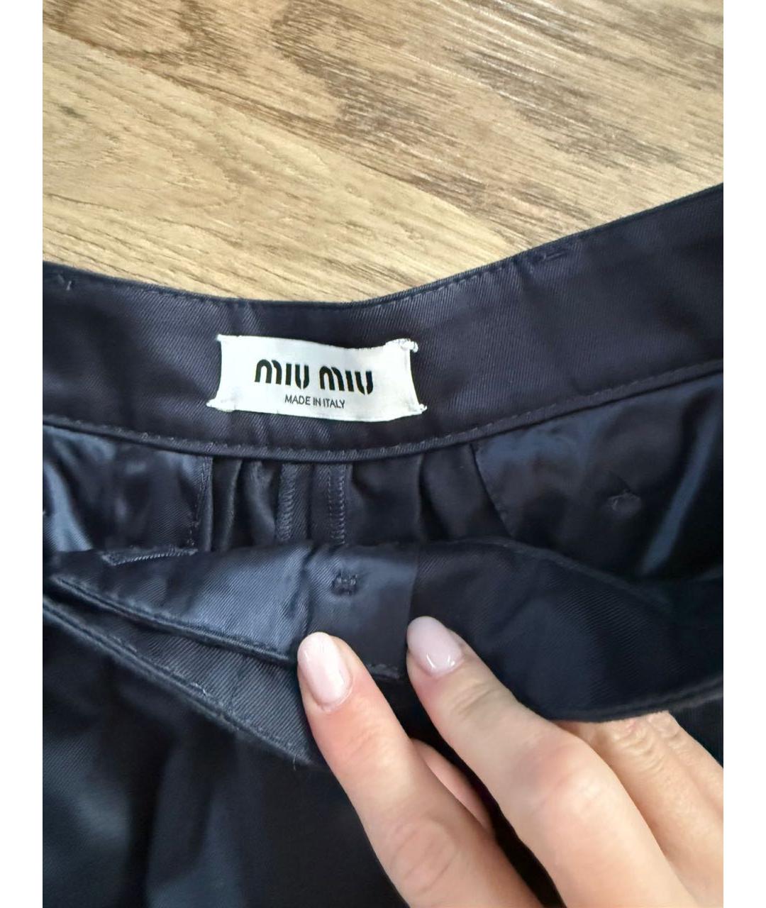 MIU MIU Темно-синяя хлопковая юбка мини, фото 5