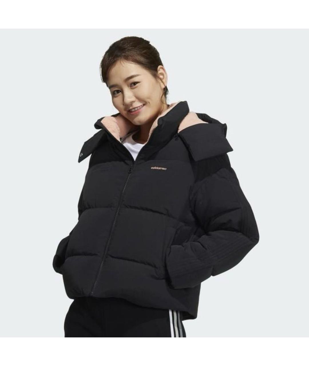 ADIDAS Черный полиамидовый пуховик, фото 2