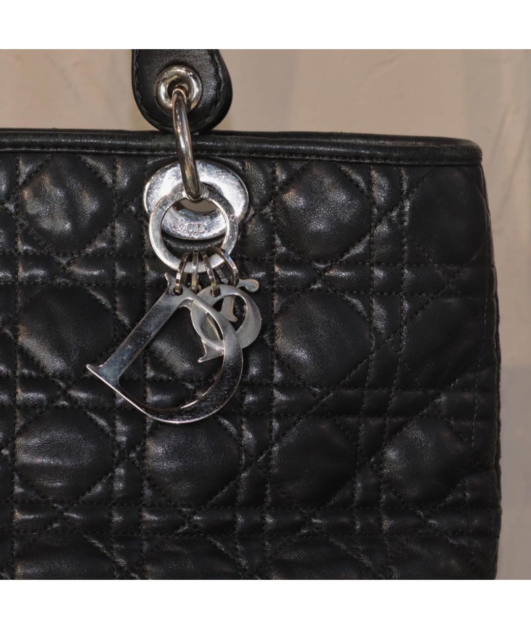 CHRISTIAN DIOR Черная кожаная сумка тоут, фото 3