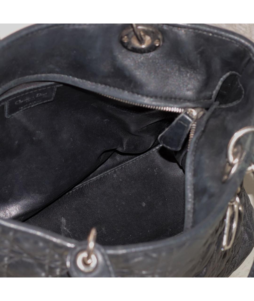 CHRISTIAN DIOR Черная кожаная сумка тоут, фото 8
