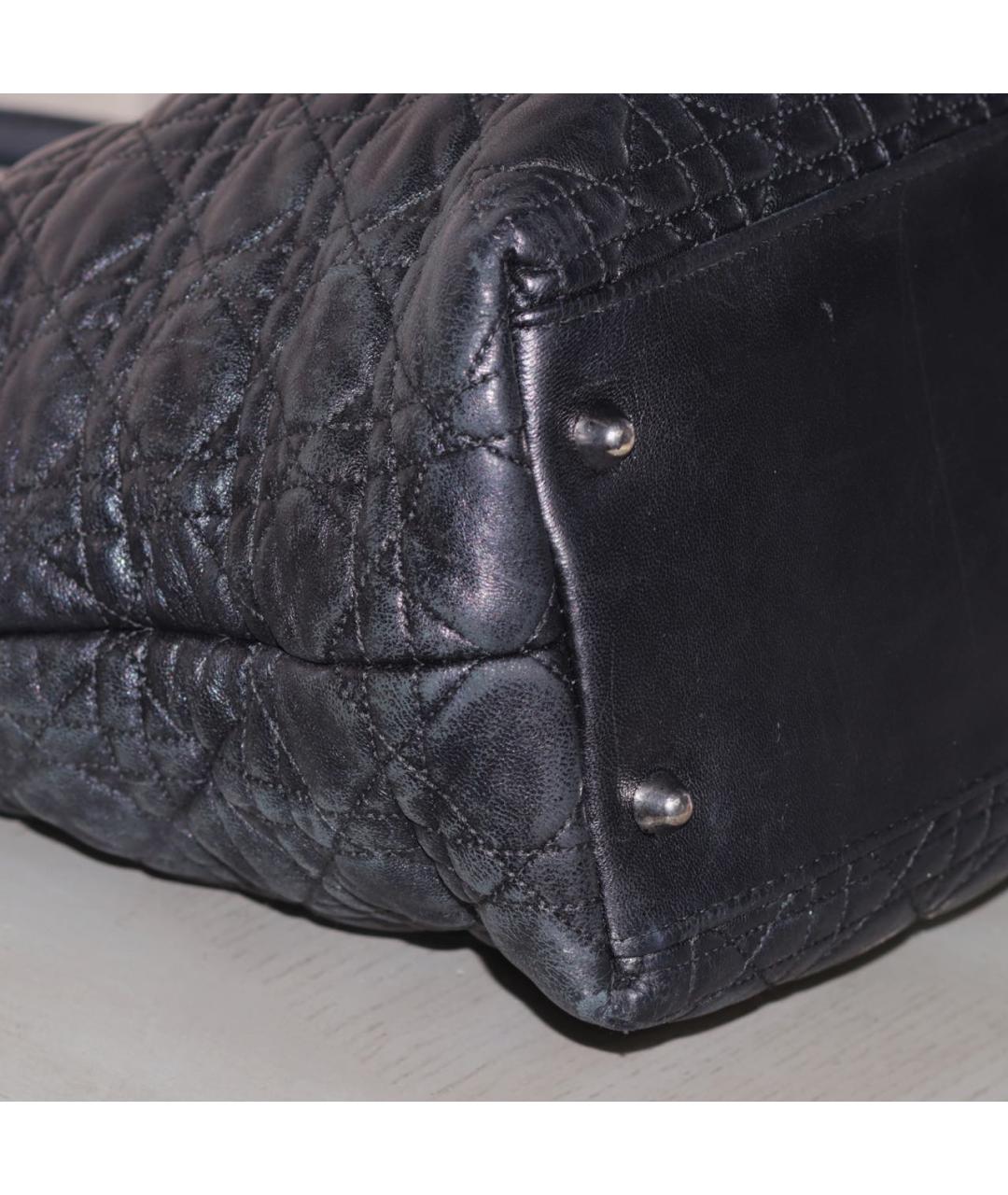 CHRISTIAN DIOR Черная кожаная сумка тоут, фото 6