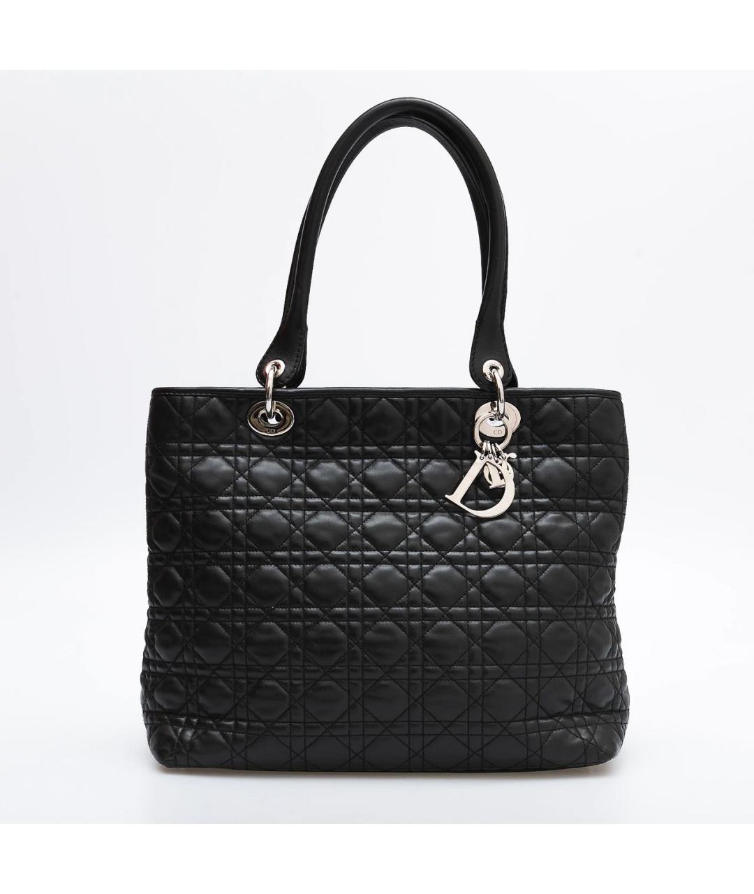 CHRISTIAN DIOR Черная кожаная сумка тоут, фото 9