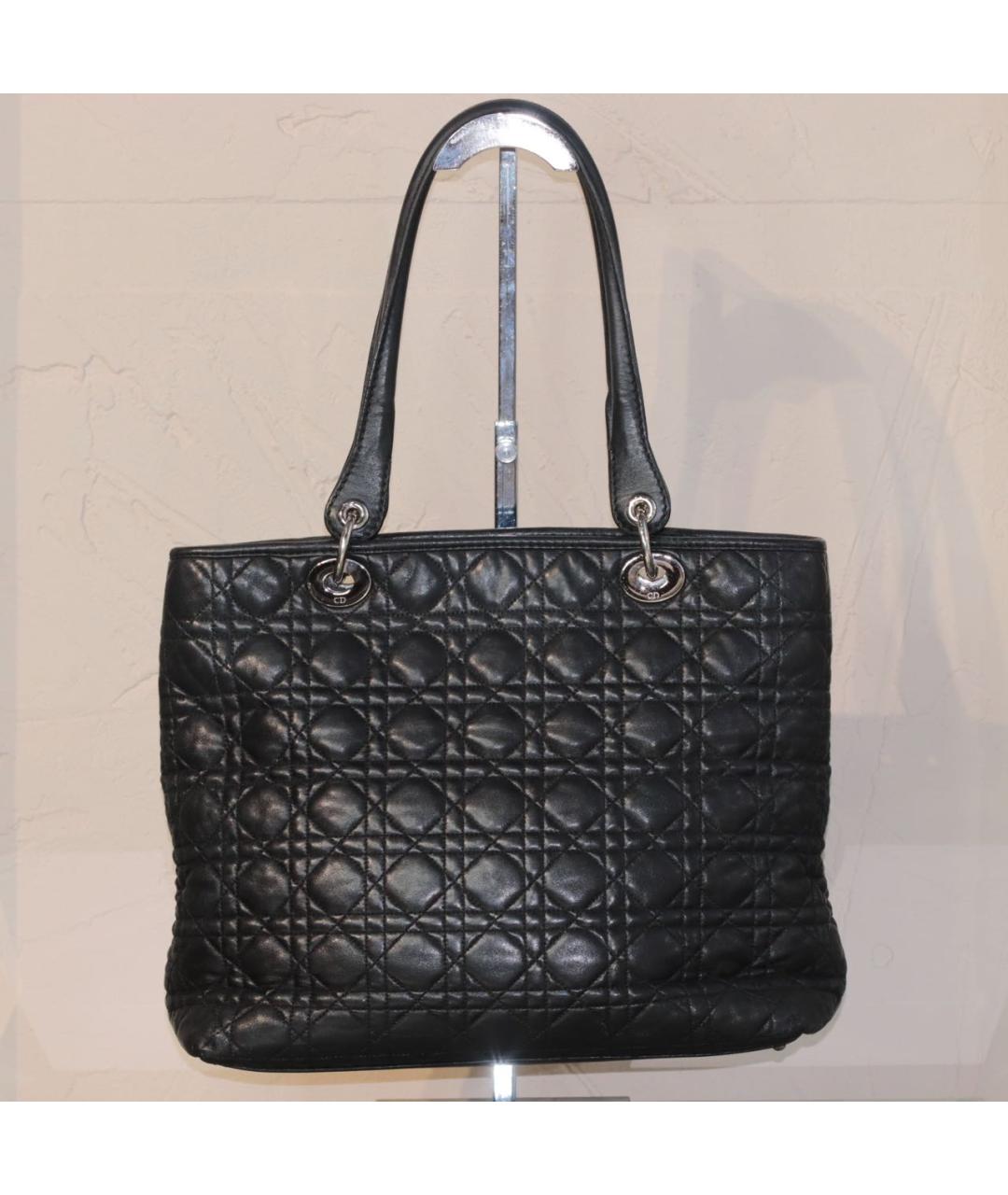 CHRISTIAN DIOR Черная кожаная сумка тоут, фото 5