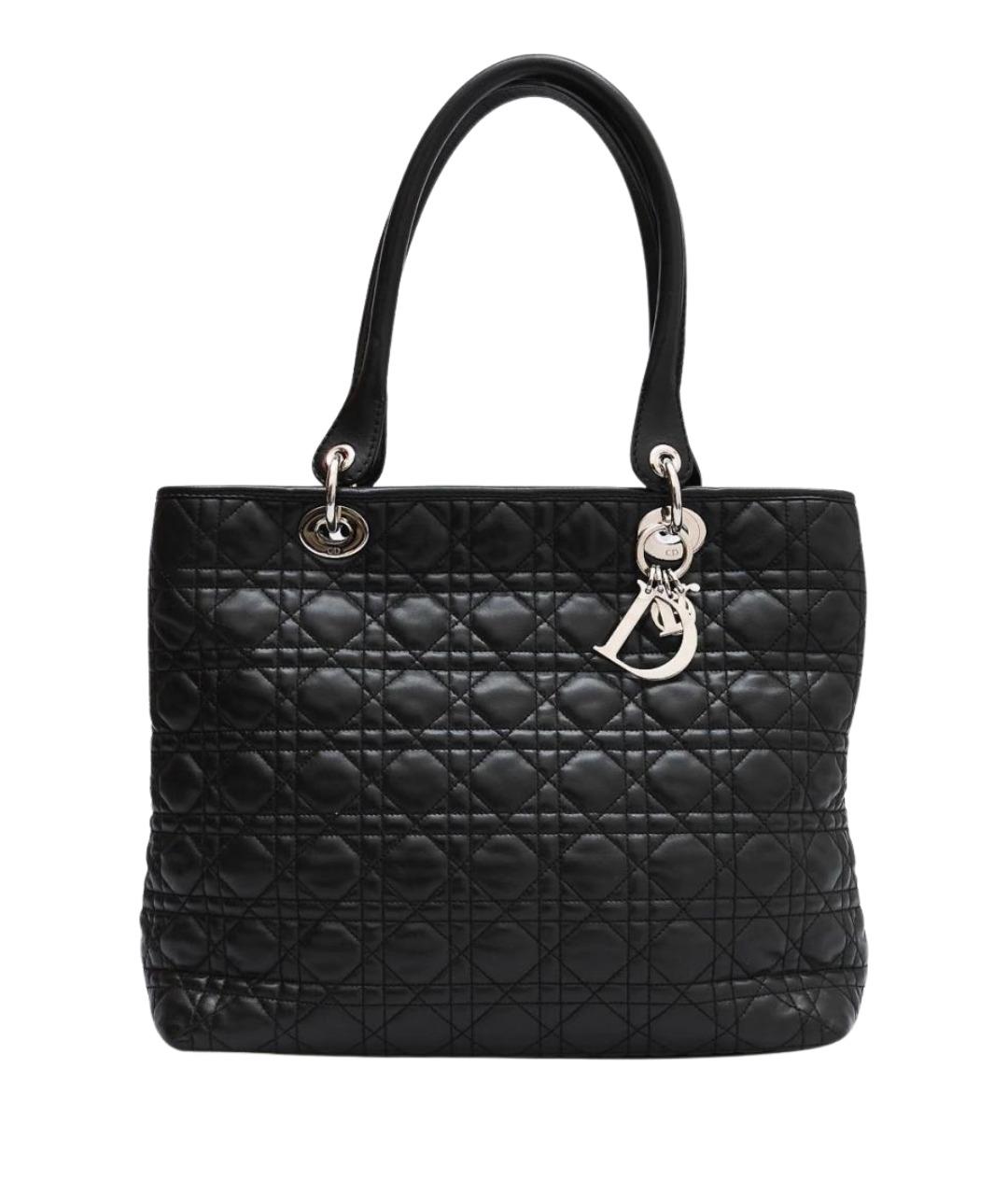 CHRISTIAN DIOR Черная кожаная сумка тоут, фото 1