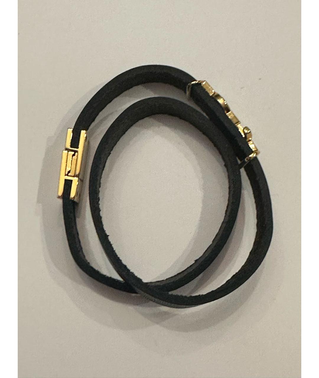 SAINT LAURENT Черный кожаный браслет, фото 7