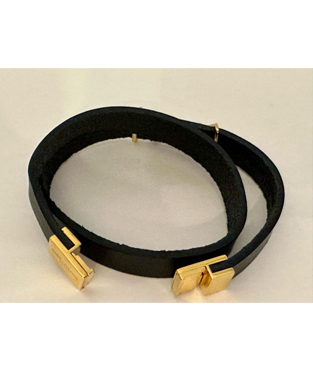 SAINT LAURENT Черный кожаный браслет, фото 3