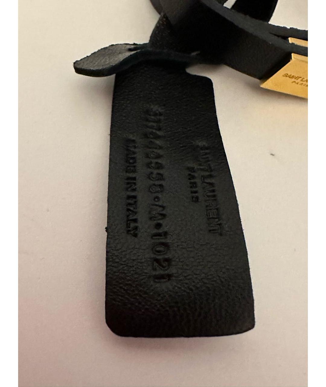 SAINT LAURENT Черный кожаный браслет, фото 5