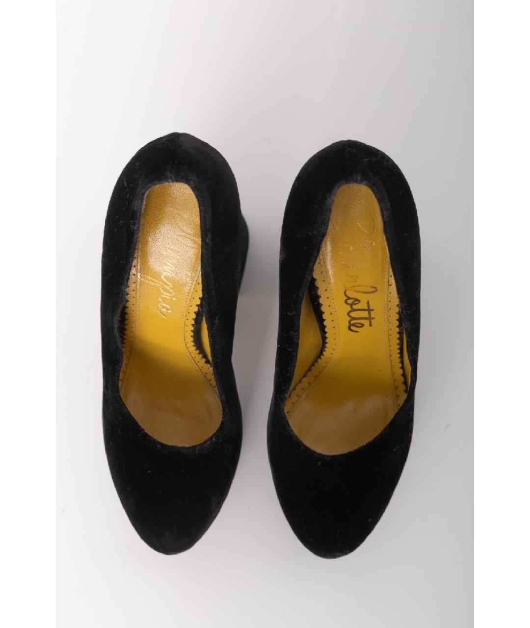 CHARLOTTE OLYMPIA Черные бархатные туфли, фото 3