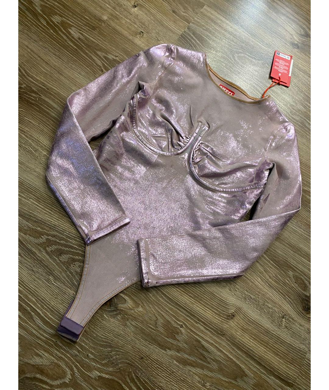 DIESEL Розовое хлопко-эластановое боди, фото 6