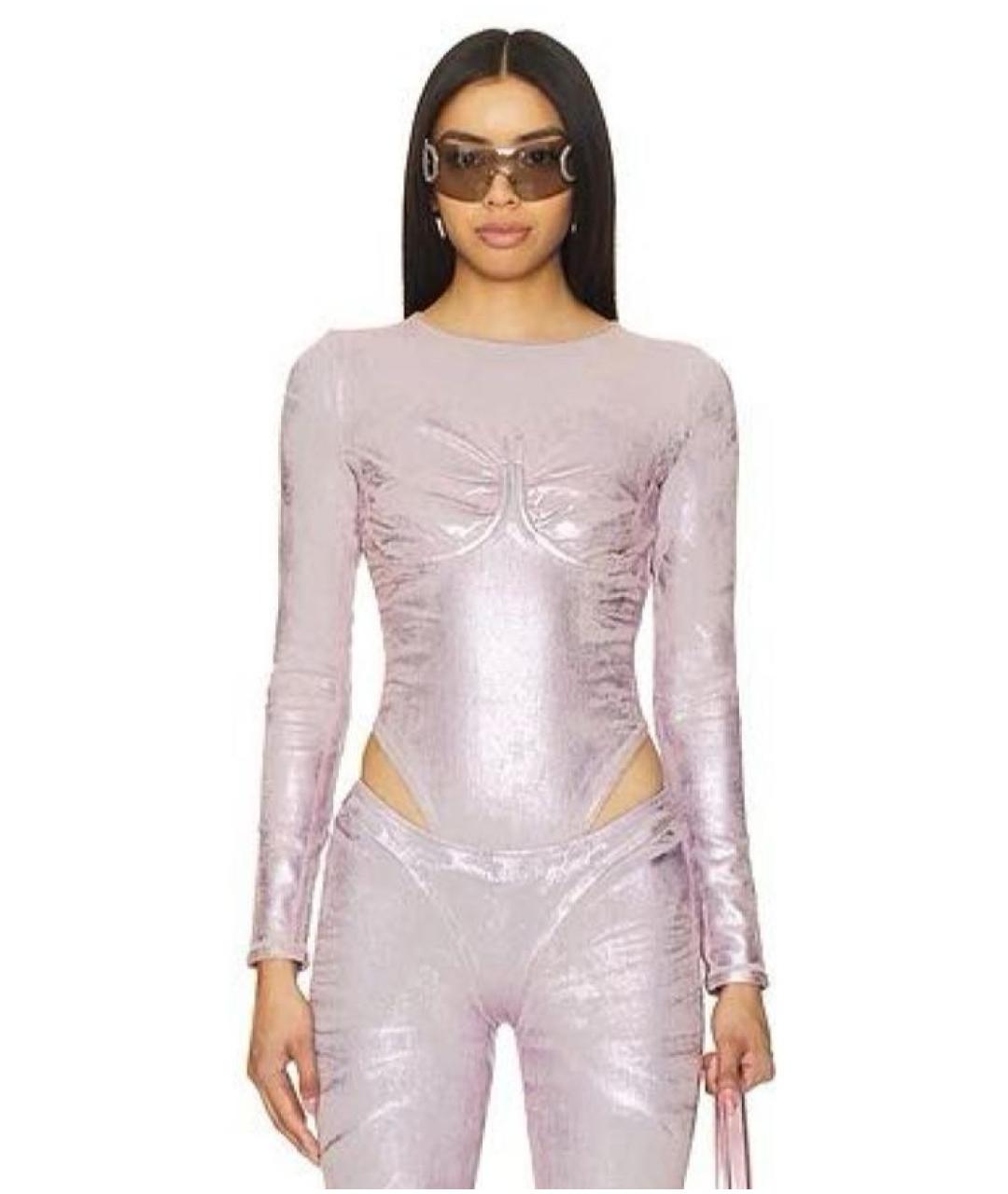 DIESEL Розовое хлопко-эластановое боди, фото 3