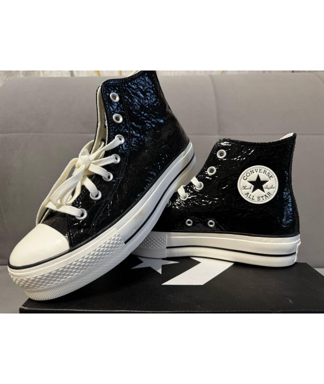 CONVERSE Черные кеды из лакированной кожи, фото 6