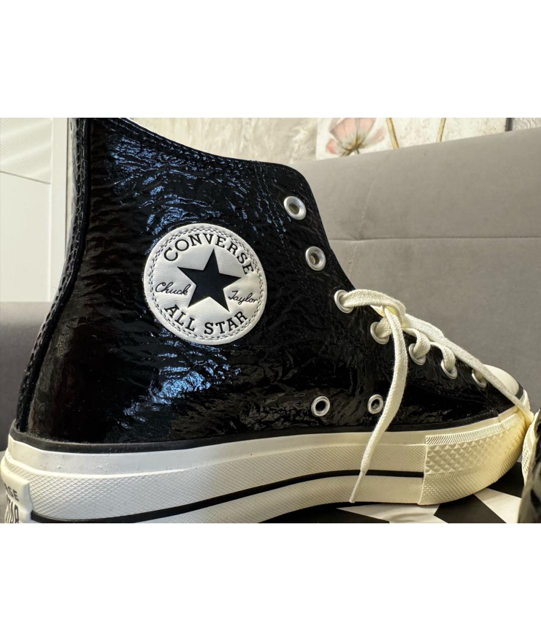 CONVERSE Черные кеды из лакированной кожи, фото 7