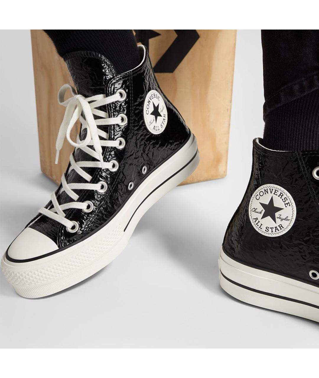 CONVERSE Черные кеды из лакированной кожи, фото 8
