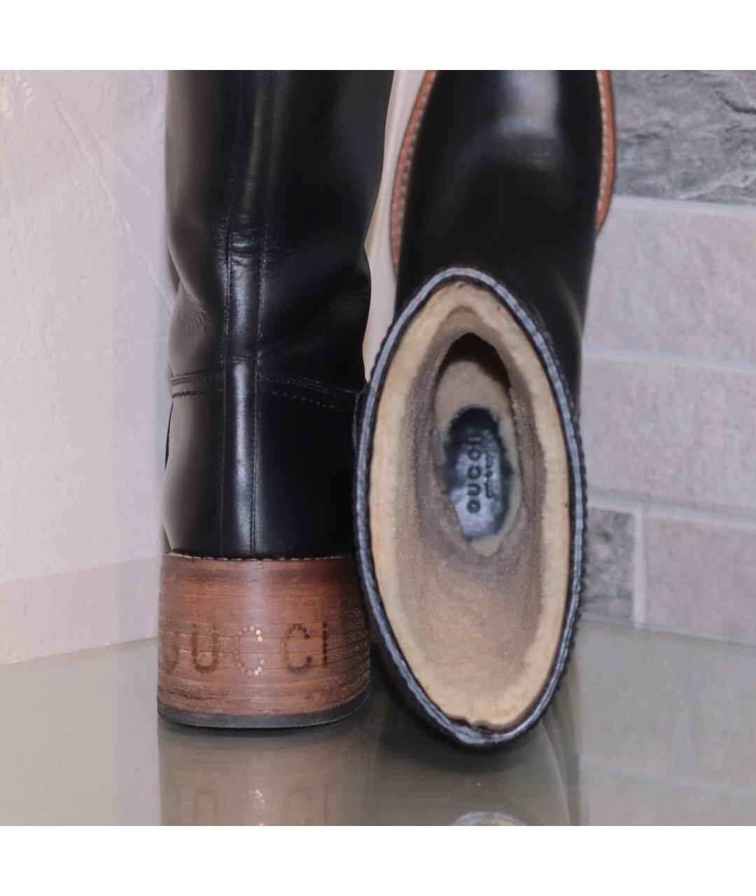 GUCCI Черные кожаные сапоги, фото 7