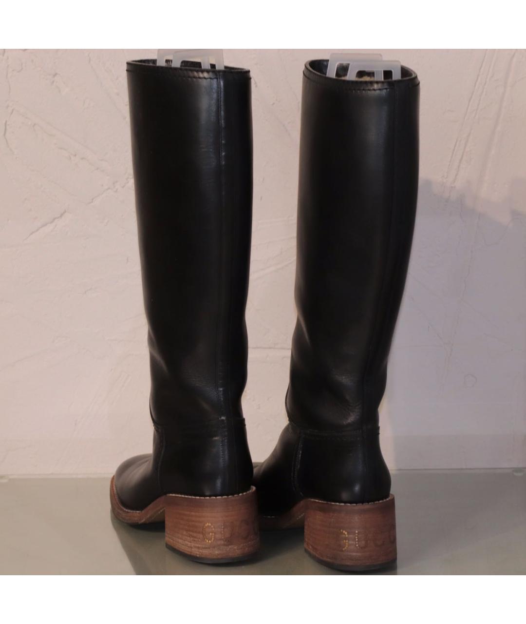 GUCCI Черные кожаные сапоги, фото 5