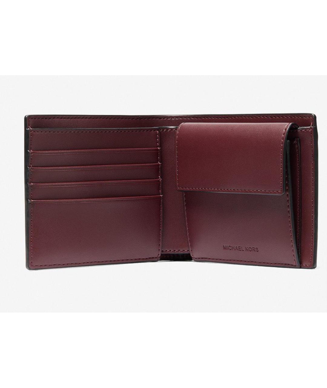 MICHAEL KORS Бордовый кожаный кошелек, фото 3