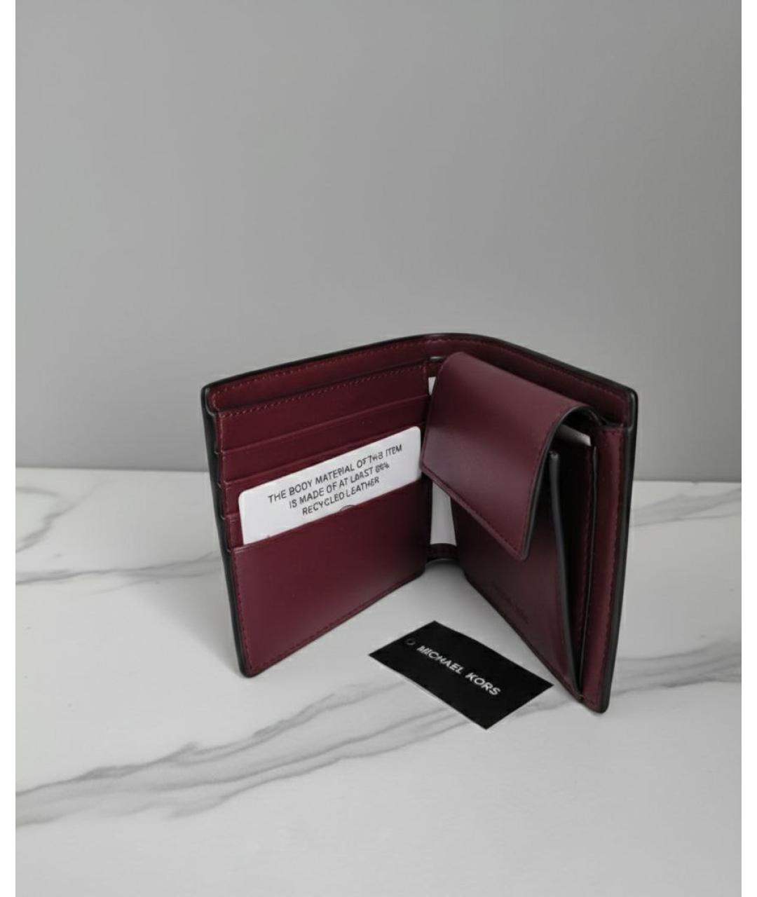MICHAEL KORS Бордовый кожаный кошелек, фото 5