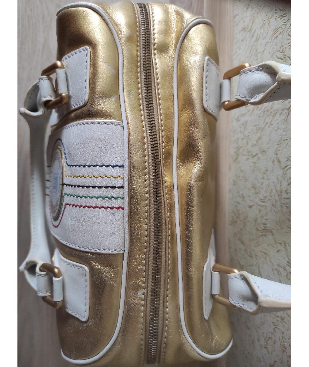 CELINE Золотая кожаная сумка с короткими ручками, фото 5