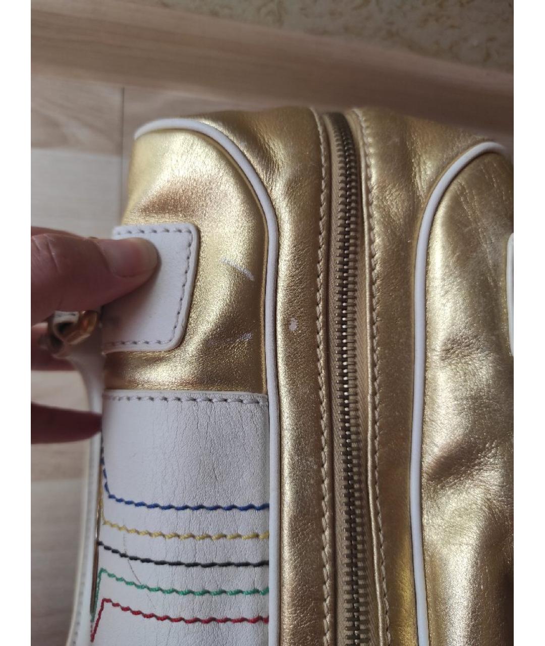 CELINE Золотая кожаная сумка с короткими ручками, фото 9