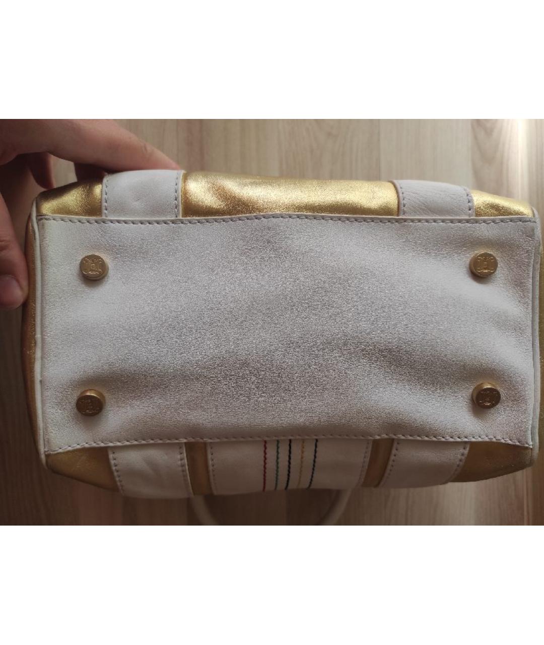 CELINE Золотая кожаная сумка с короткими ручками, фото 8