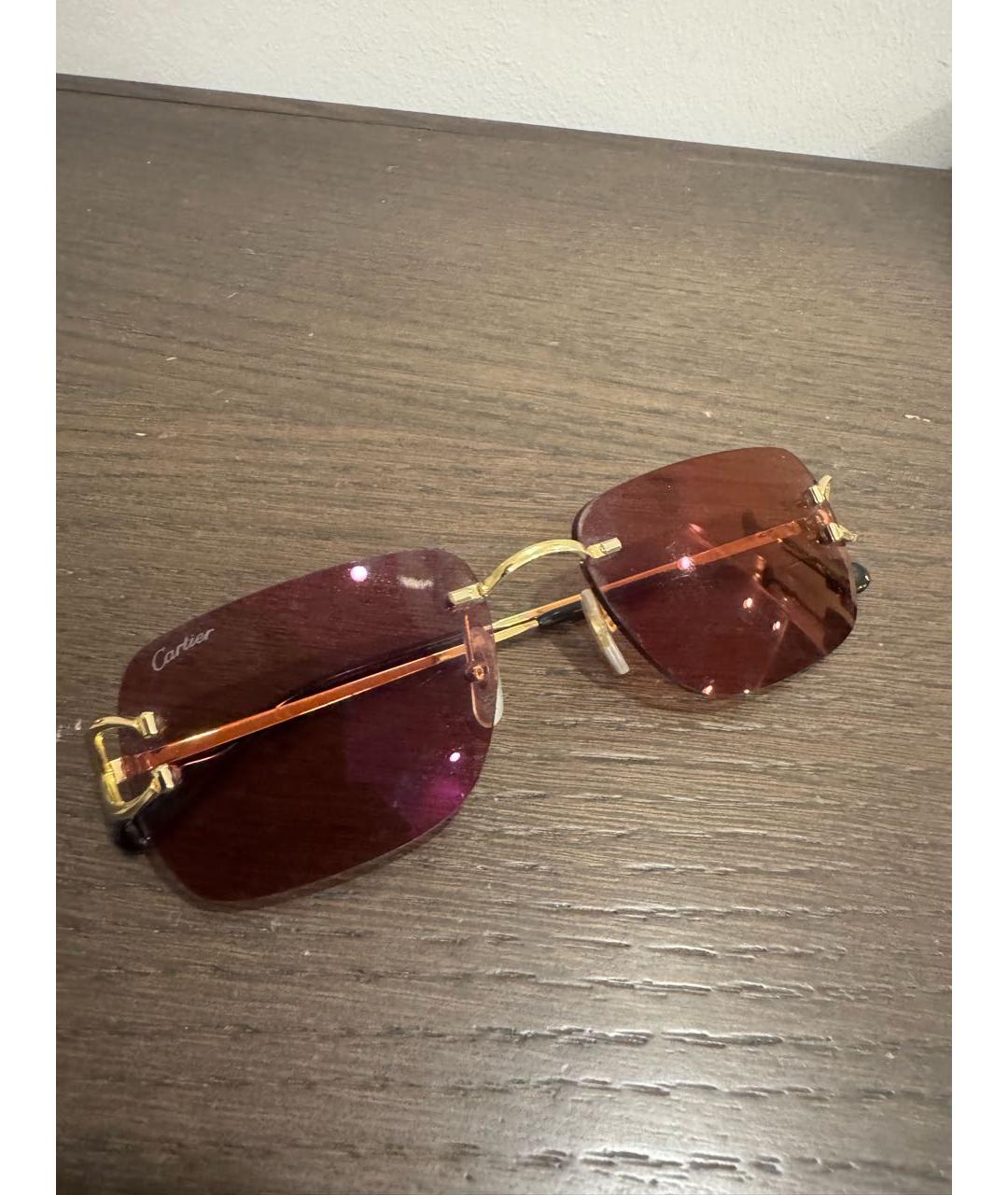 CARTIER Фиолетовые металлические солнцезащитные очки, фото 5