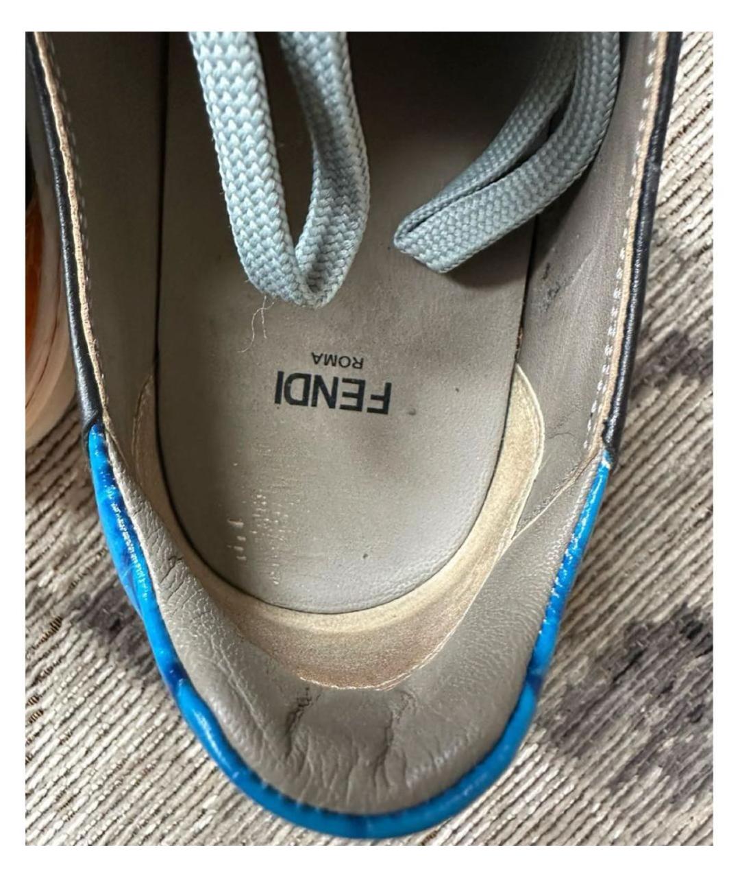 FENDI Черные кожаные кеды, фото 6