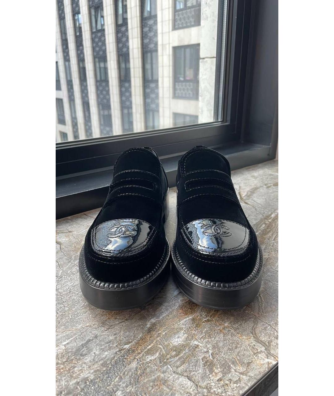 CHANEL Черные бархатные лоферы, фото 2