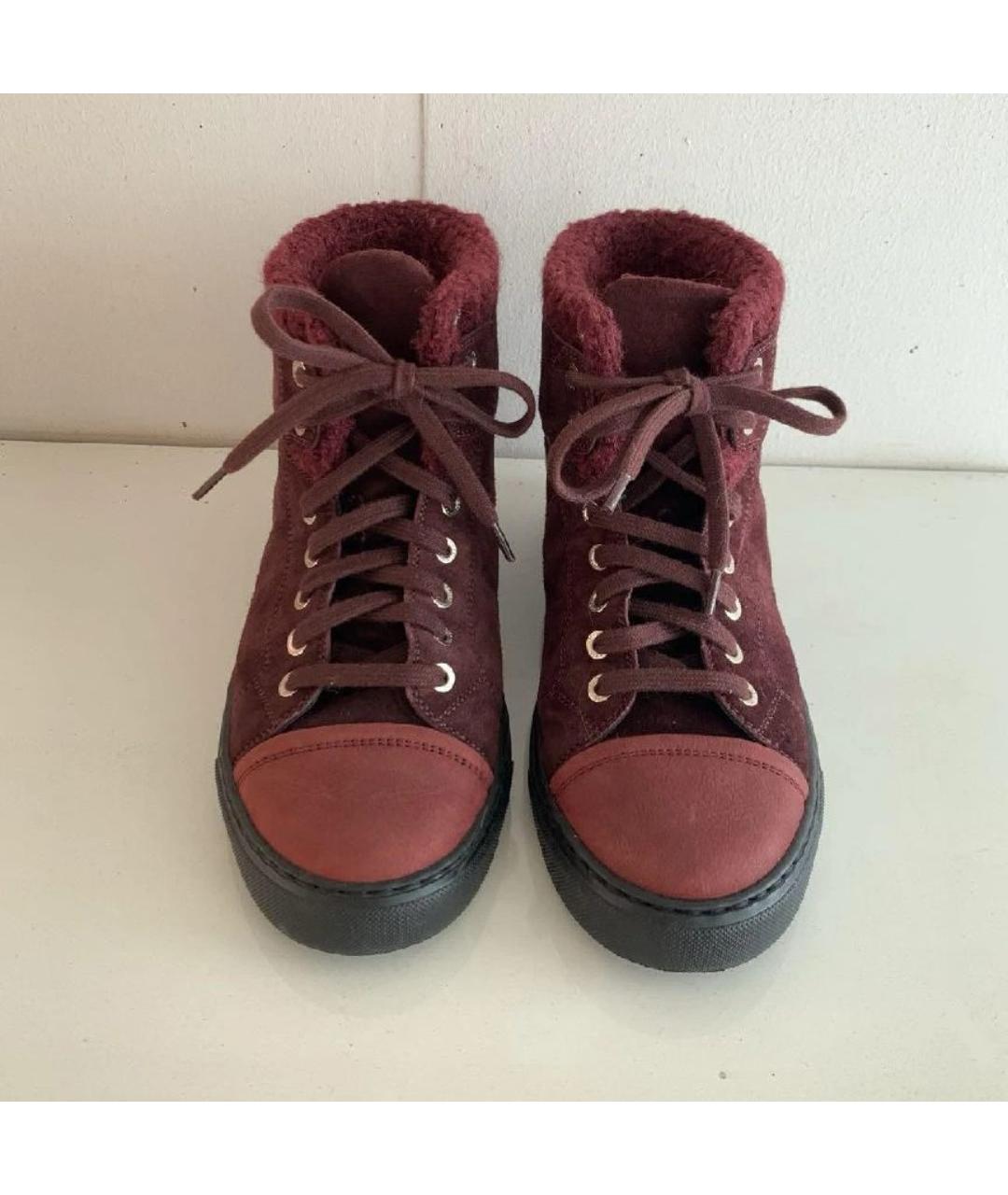 CHANEL Бордовые замшевые ботинки, фото 3