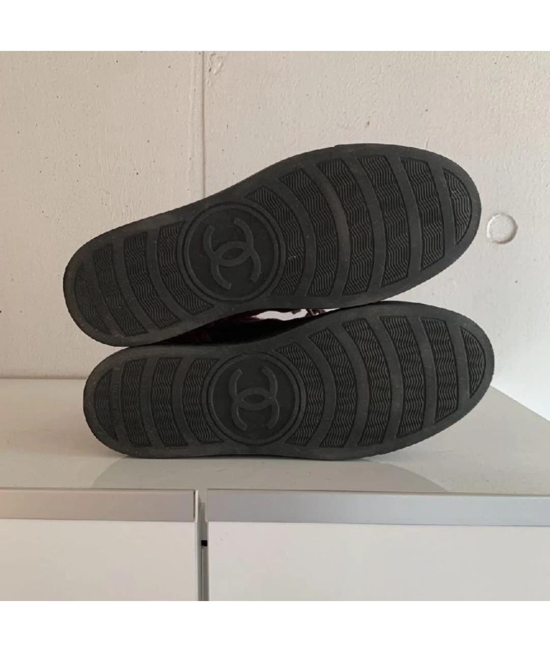 CHANEL Бордовые замшевые ботинки, фото 5