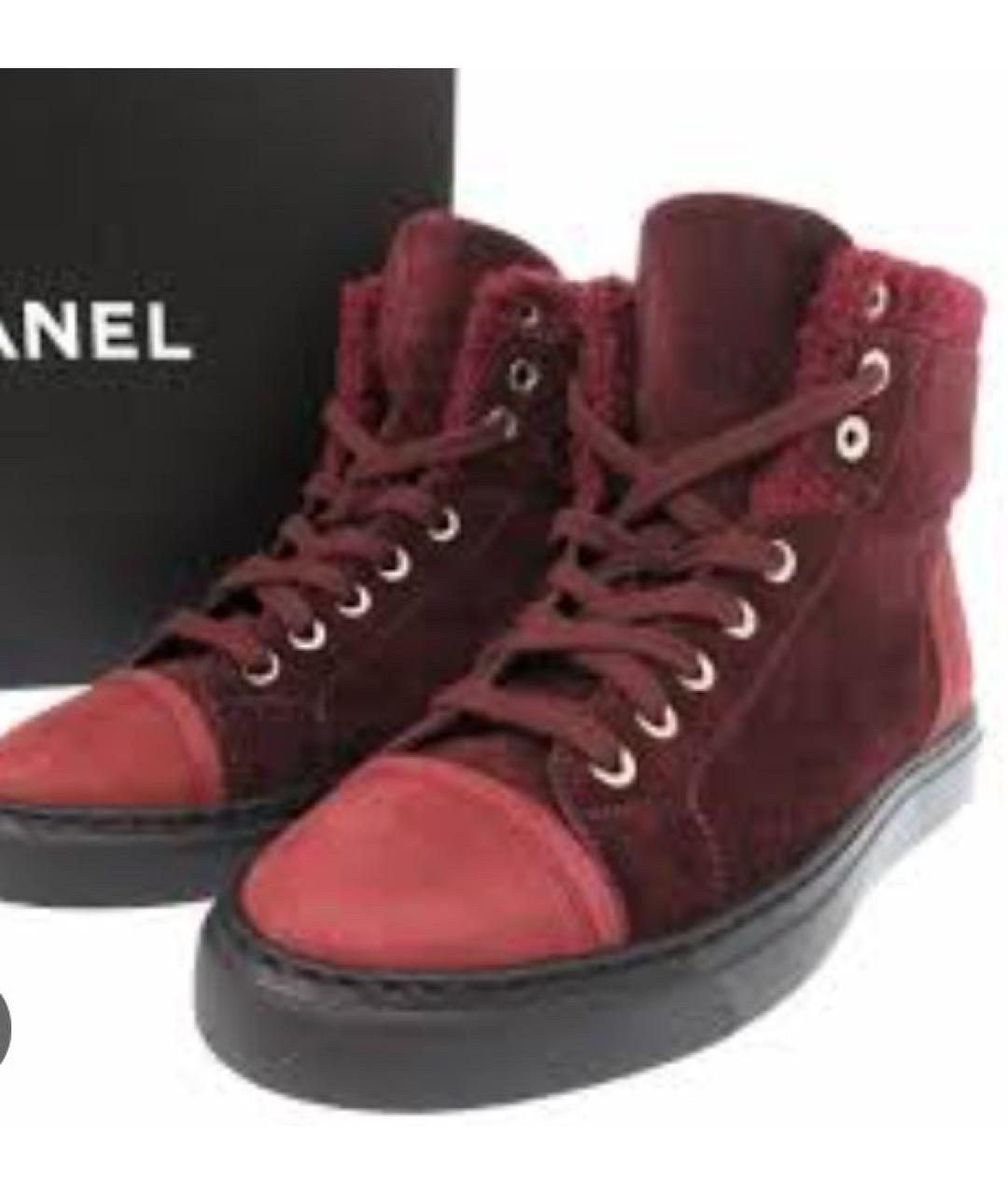 CHANEL Бордовые замшевые ботинки, фото 7
