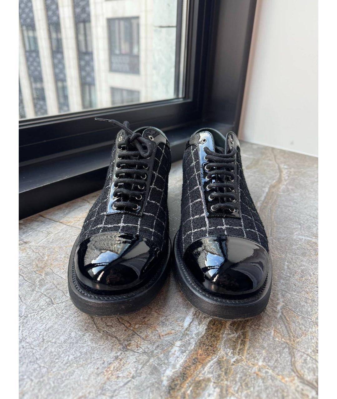 CHANEL Черные текстильные брогги и оксфорды, фото 2