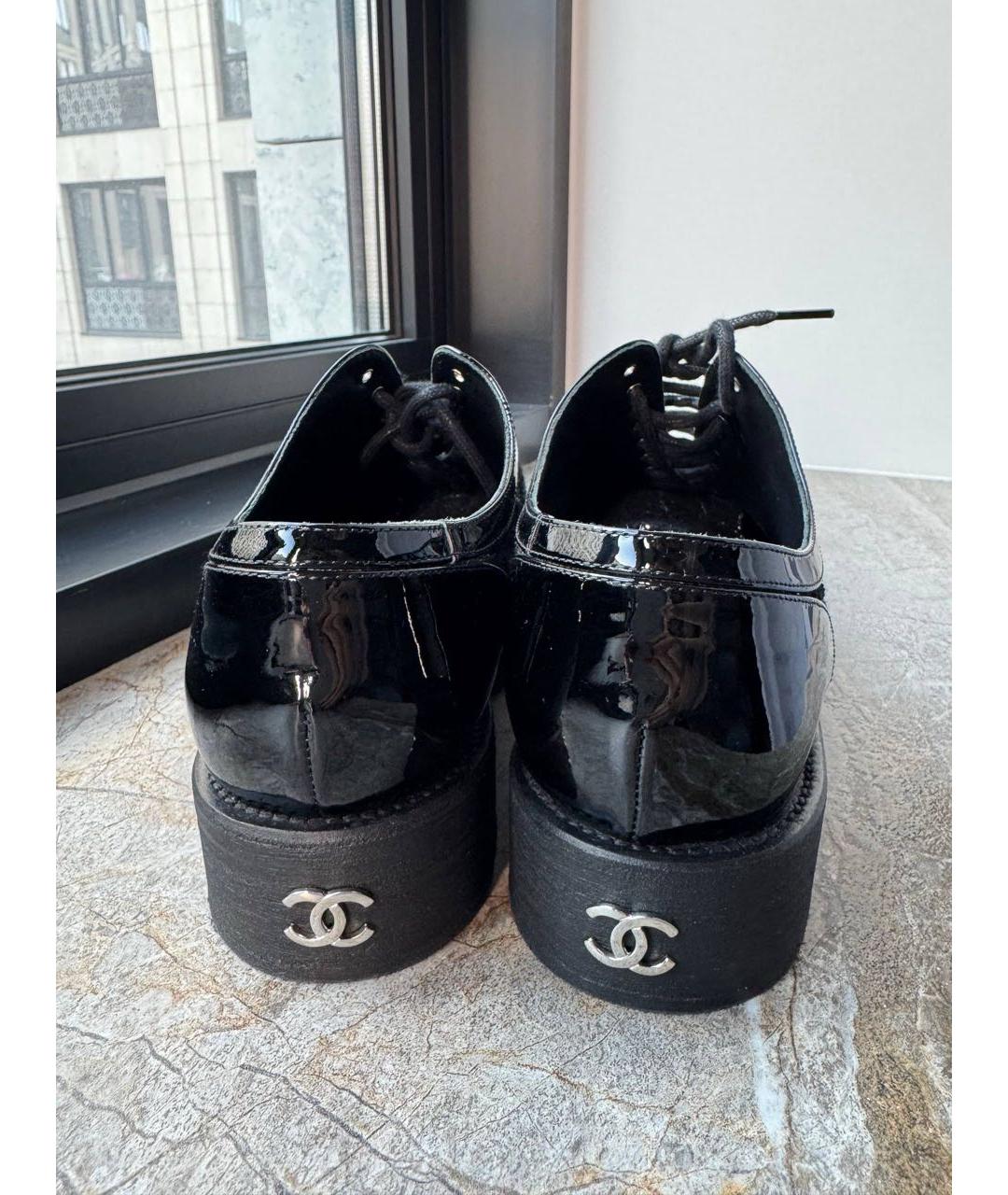 CHANEL Черные текстильные брогги и оксфорды, фото 4