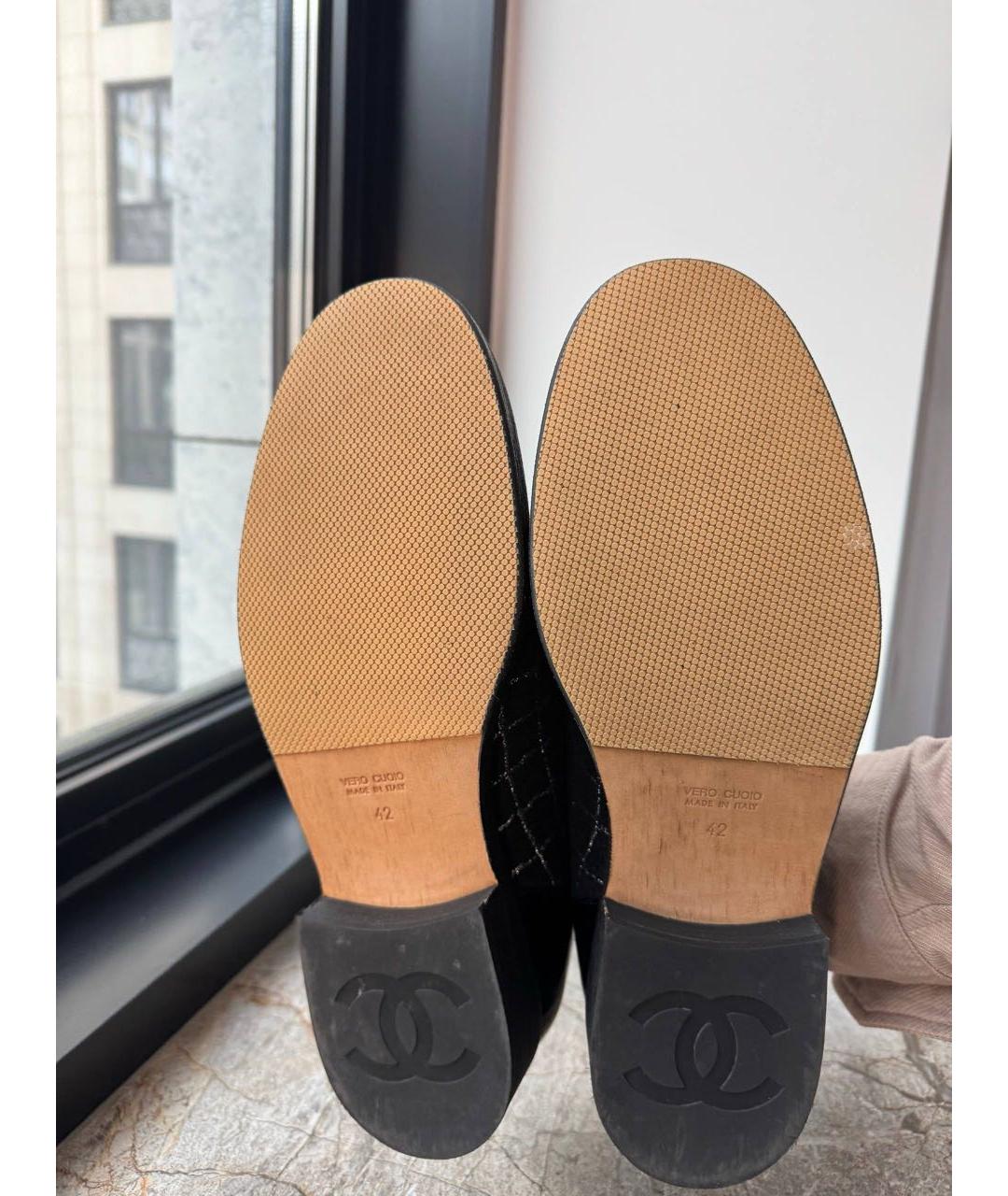 CHANEL Черные текстильные брогги и оксфорды, фото 5