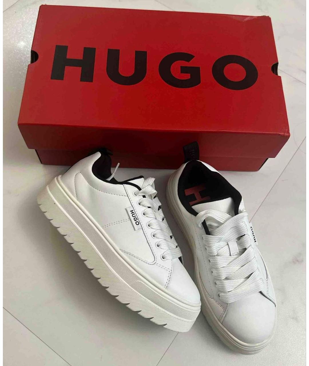 HUGO Белые кожаные кеды, фото 4