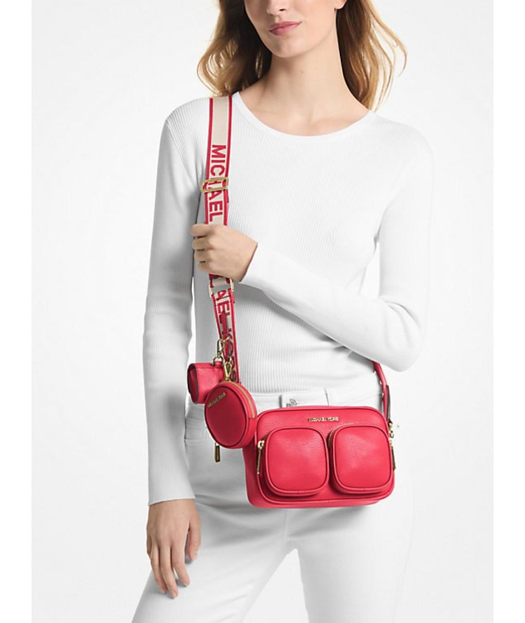 MICHAEL KORS Красная кожаная сумка через плечо, фото 4