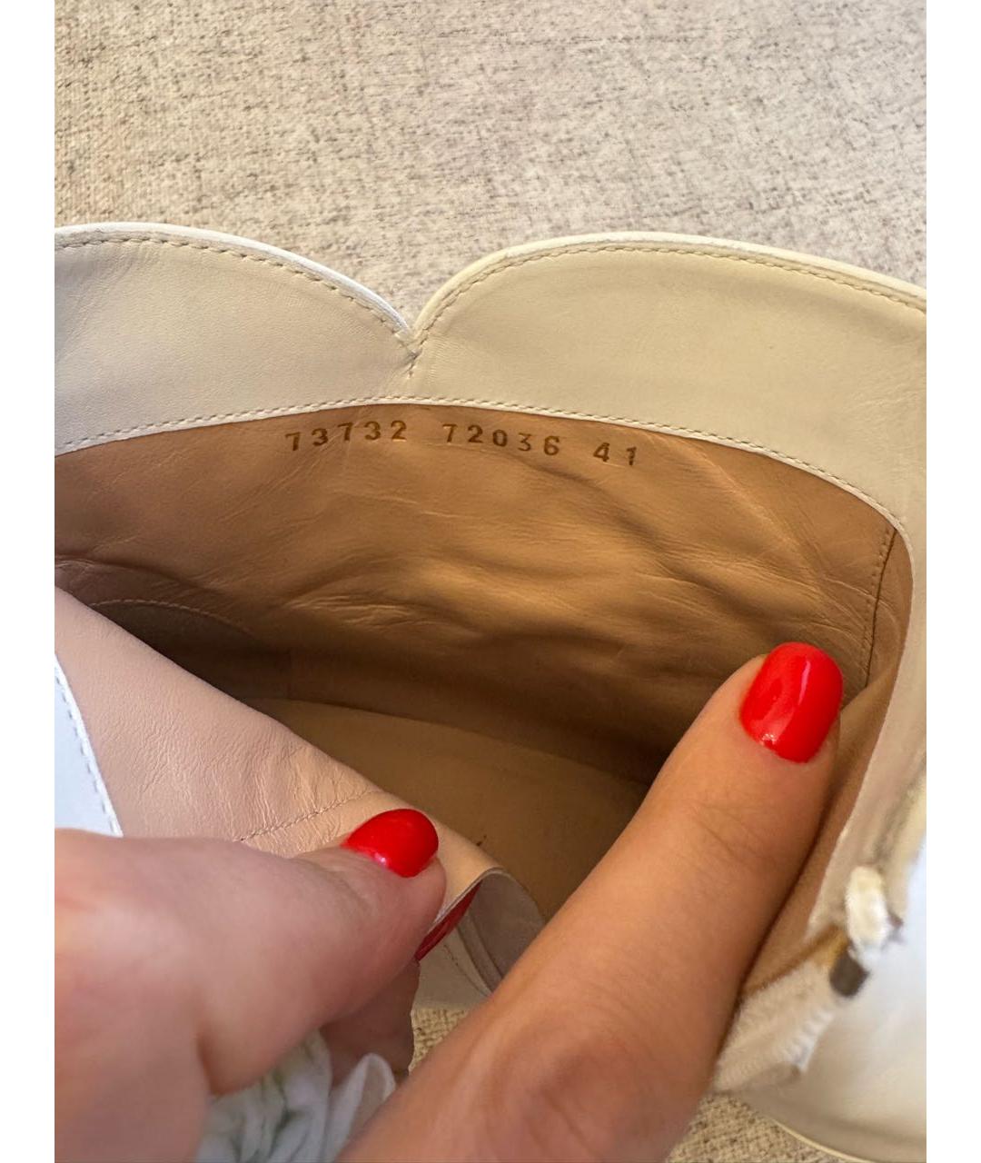 GIANVITO ROSSI Белые кожаные ботильоны, фото 8