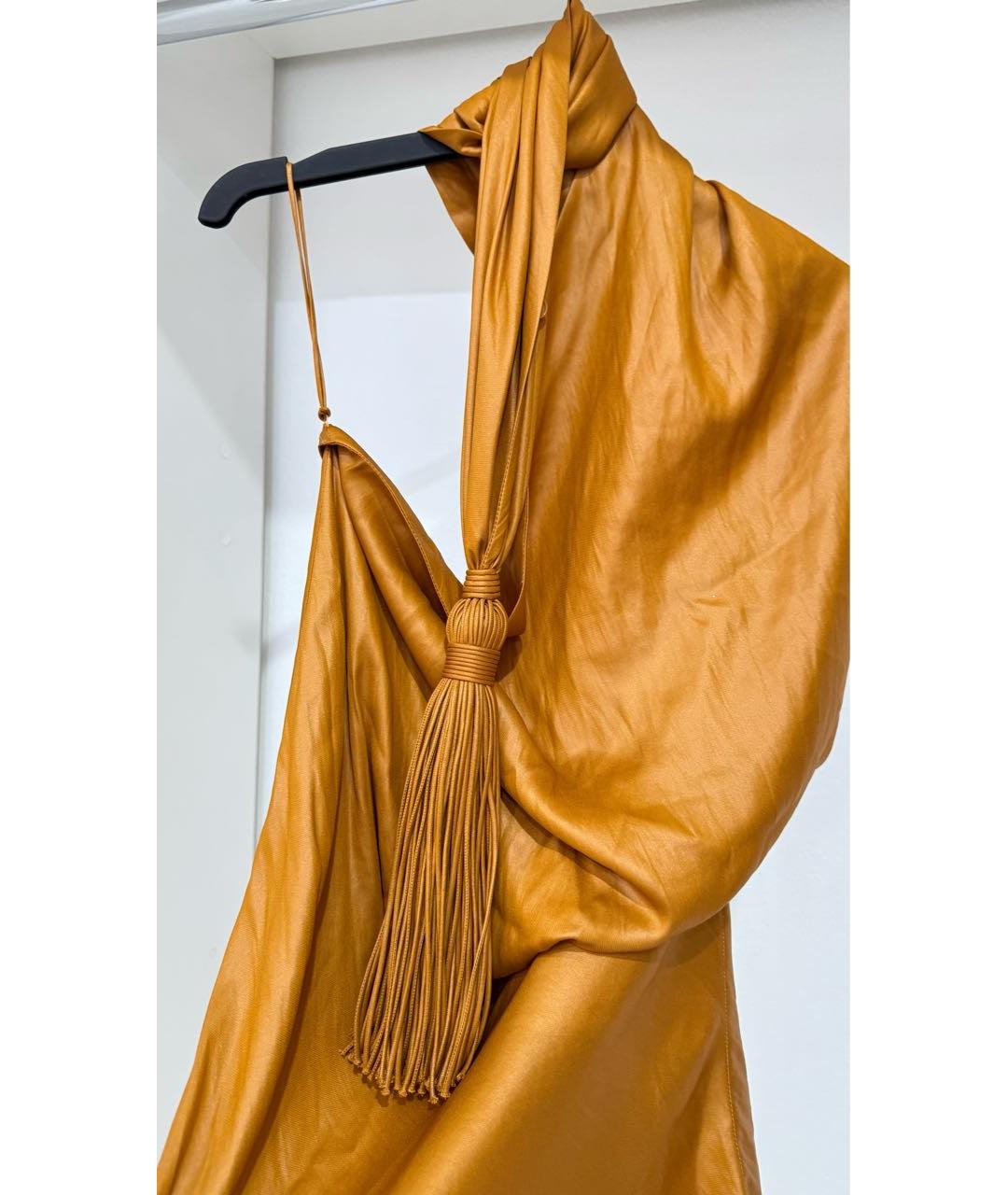 BOTTEGA VENETA Горчичная полиэстеровая блузы, фото 4