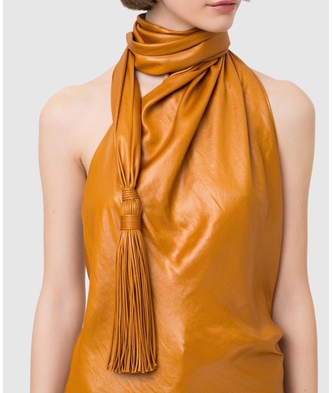 BOTTEGA VENETA Горчичная полиэстеровая блузы, фото 2