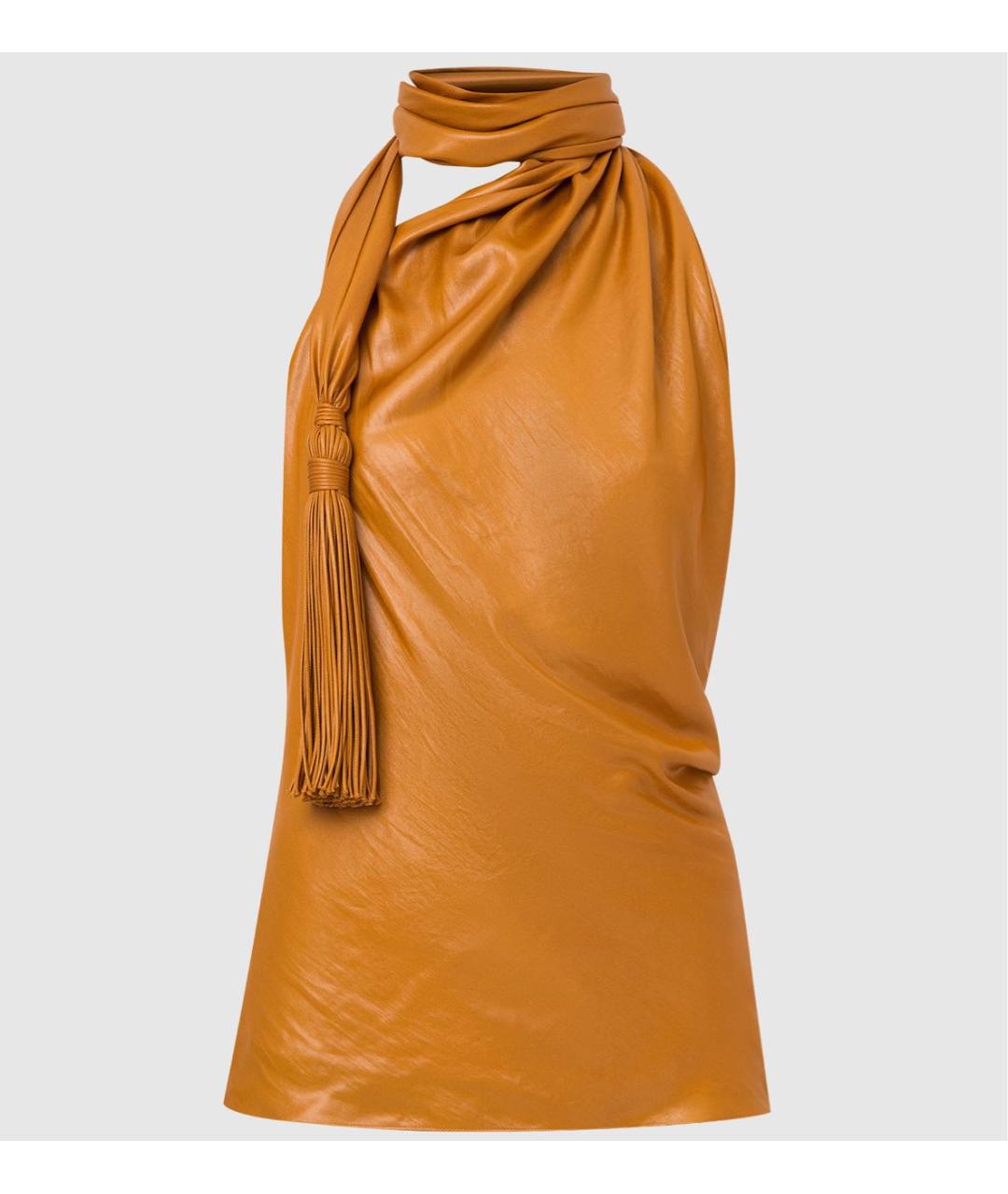 BOTTEGA VENETA Горчичная полиэстеровая блузы, фото 8