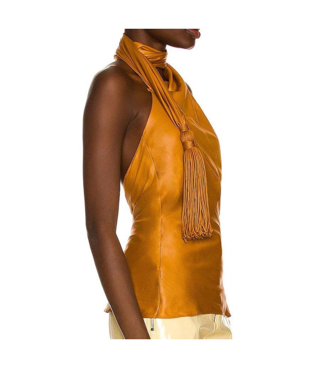 BOTTEGA VENETA Горчичная полиэстеровая блузы, фото 3