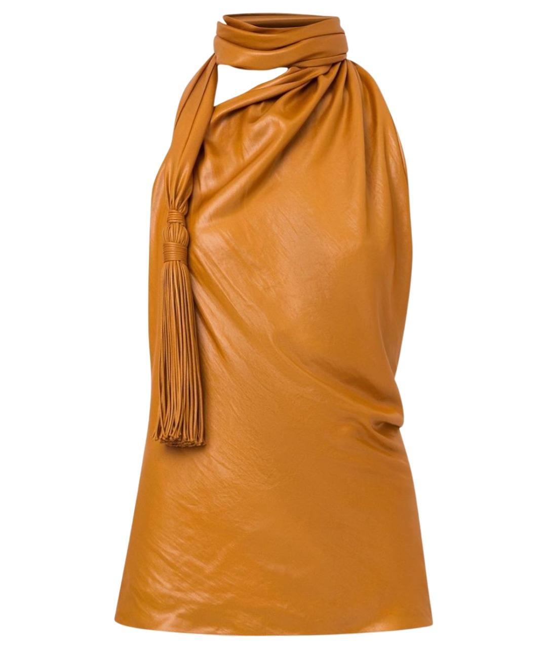 BOTTEGA VENETA Горчичная полиэстеровая блузы, фото 1