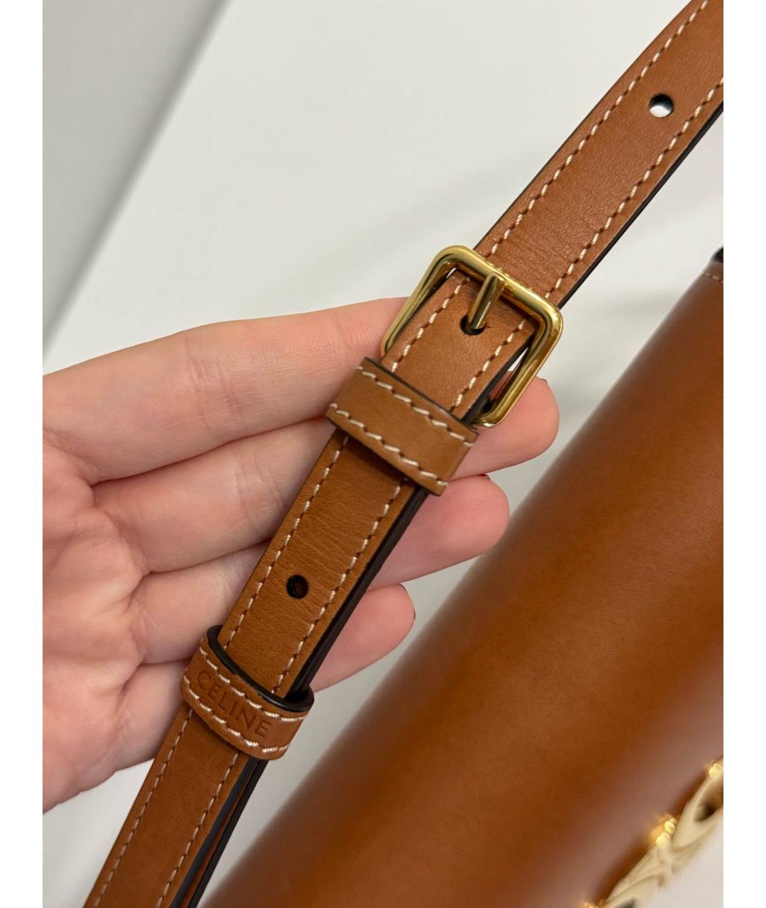 CELINE Коричневая кожаная сумка с короткими ручками, фото 3