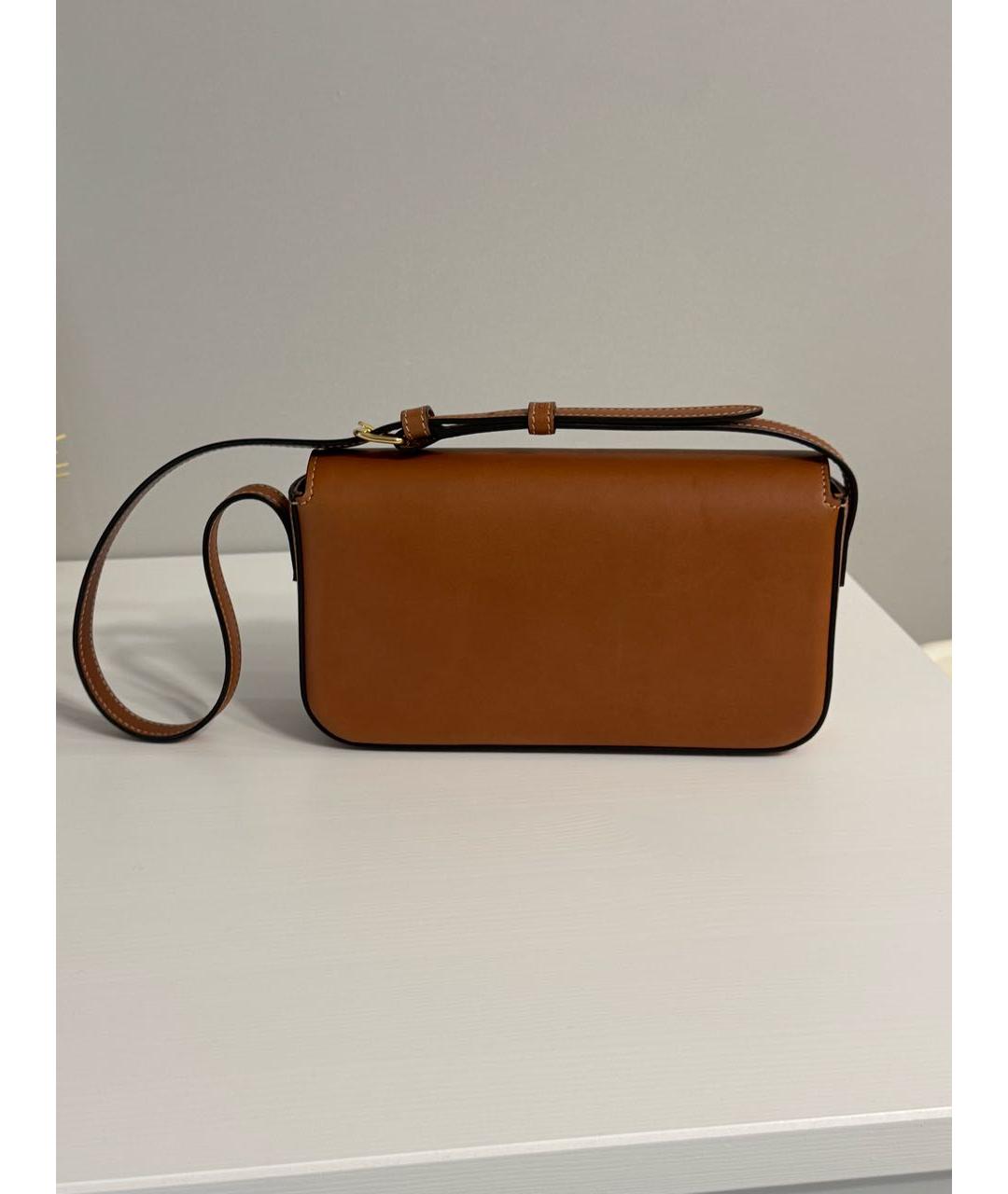 CELINE Коричневая кожаная сумка с короткими ручками, фото 2