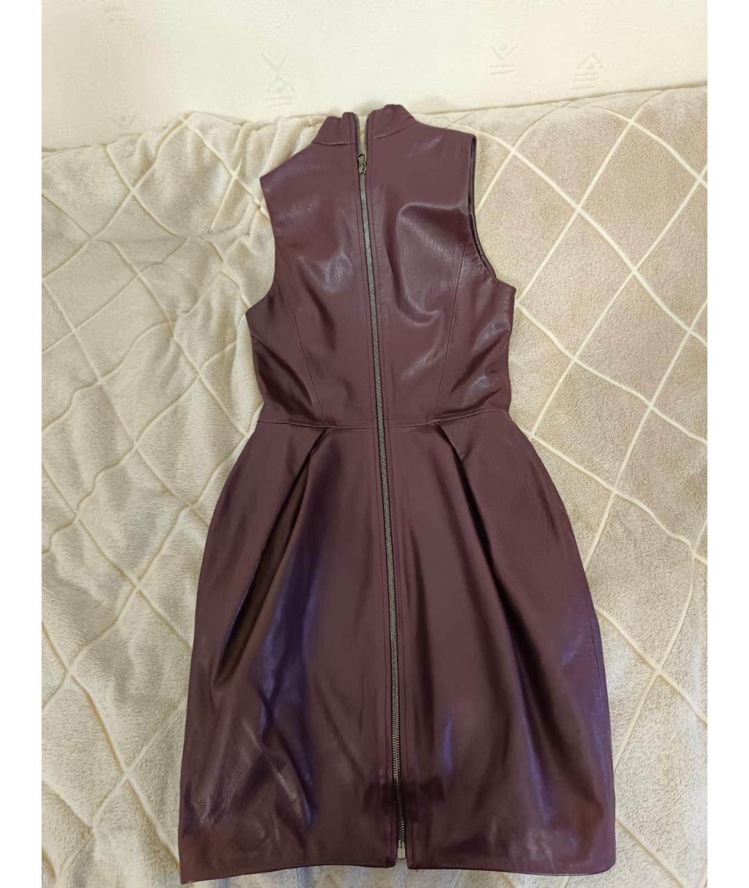 IRFE Бордовое кожаное повседневное платье, фото 4
