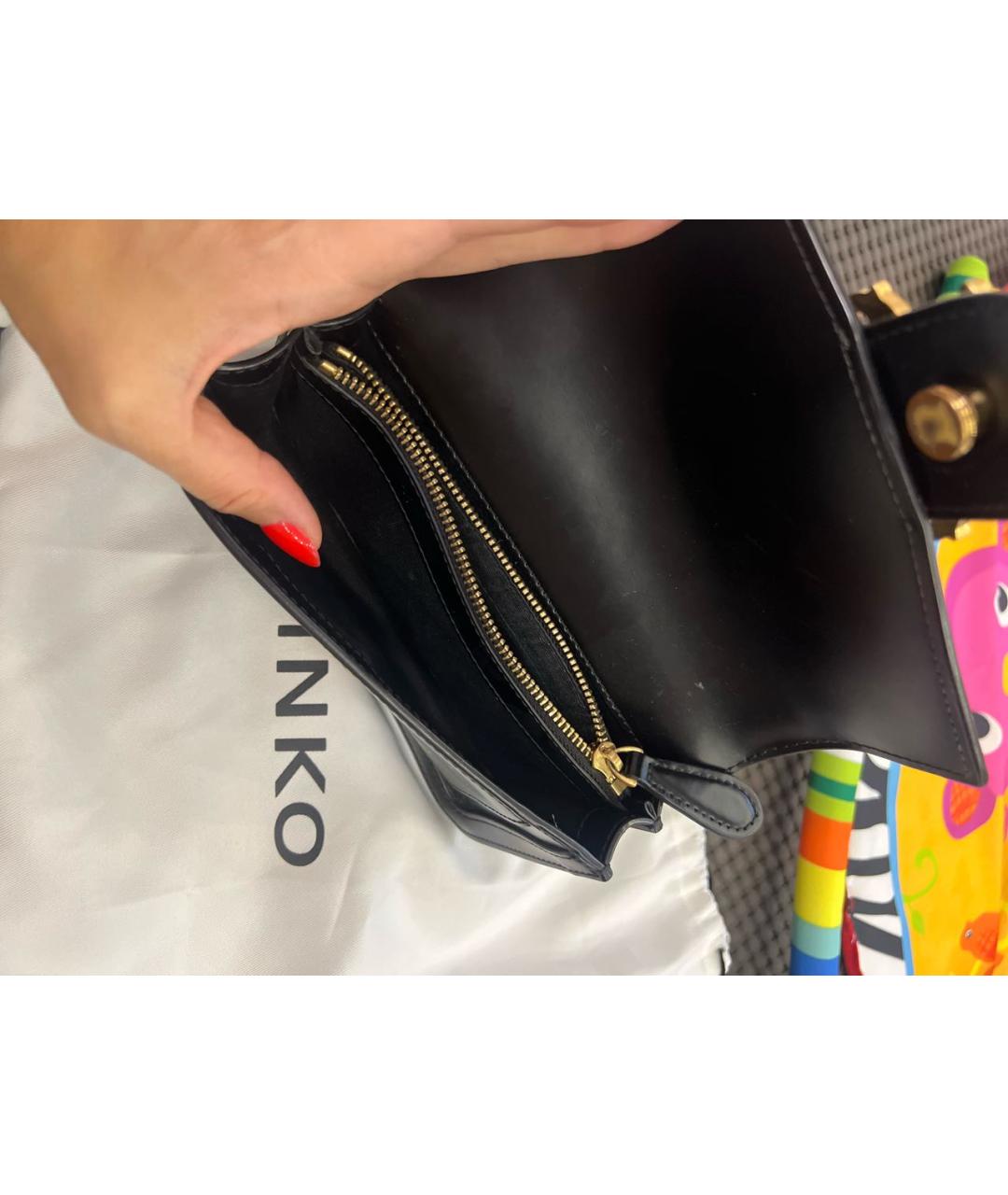 PINKO Черная кожаная сумка через плечо, фото 4