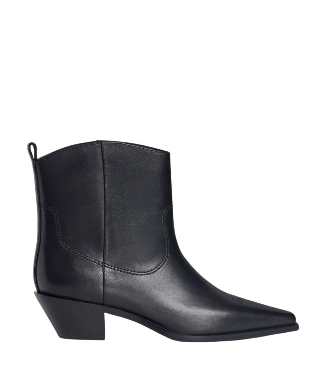 12 STOREEZ Черные кожаные полусапоги, фото 1