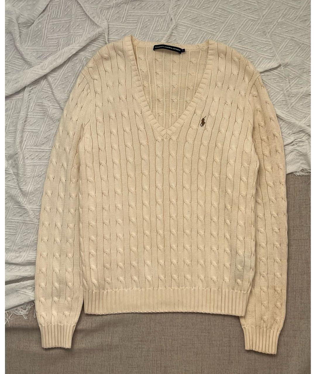 RALPH LAUREN Бежевый хлопковый джемпер / свитер, фото 7