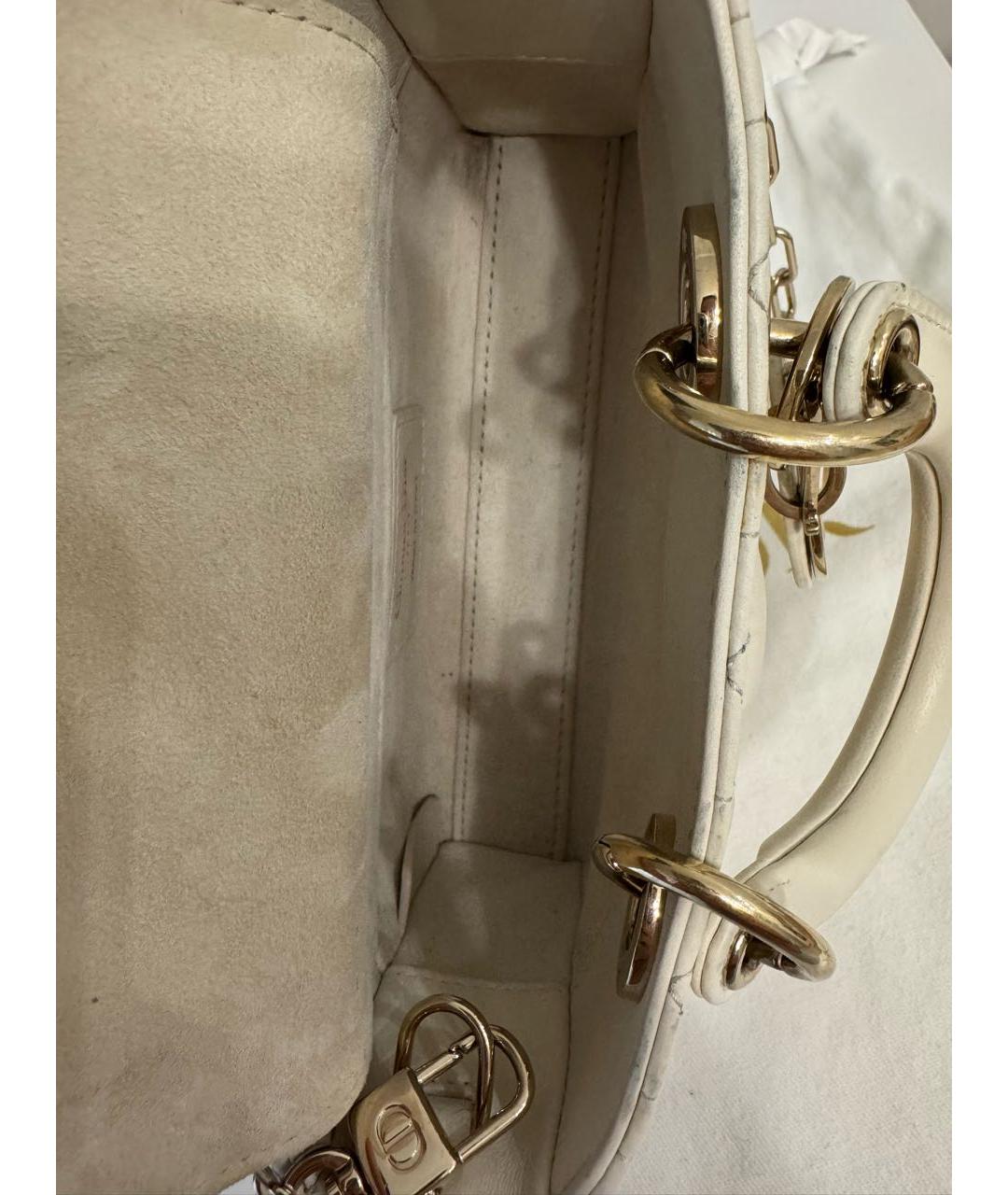 CHRISTIAN DIOR Бежевая кожаная сумка с короткими ручками, фото 4