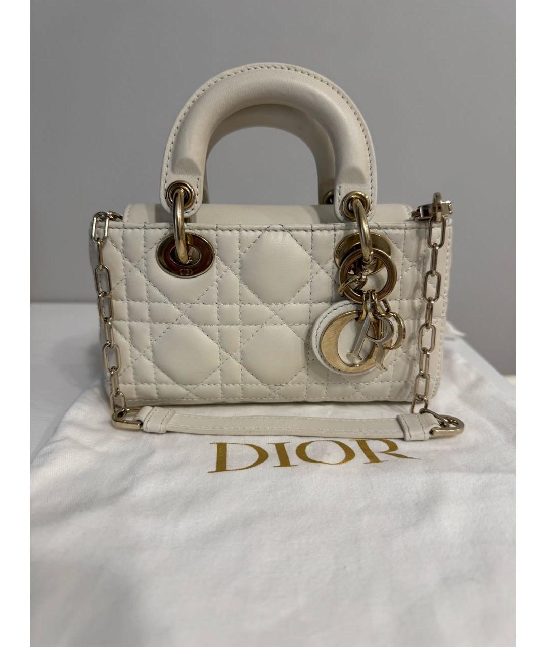 CHRISTIAN DIOR Бежевая кожаная сумка с короткими ручками, фото 5